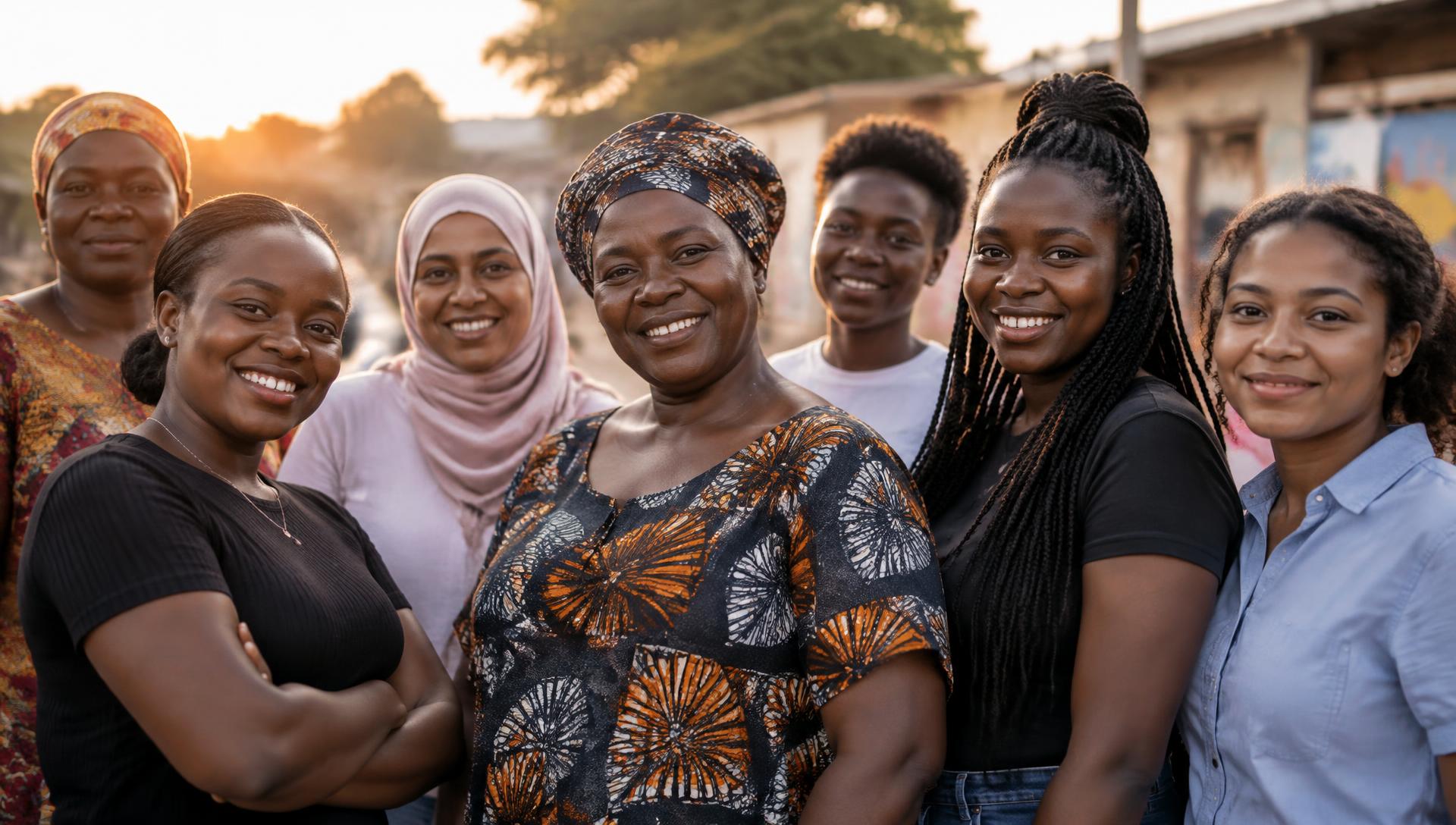 Women and young people from the communities MUSII works with, standing together outdoors